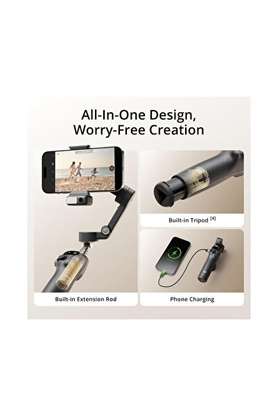 DJI Osmo Mobile 7P 3-Axis Gimbal Stabilizer for iPhone & Android, Built-in Rod/Tripod, 10hr, Black