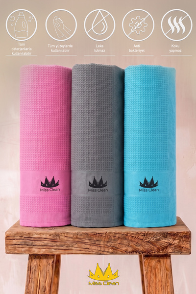 MissClean (3 Τεμάχια) Πανί Γυαλιού Μικροϊνών Γενικής Χρήσης Πανί Καθαρισμού Π...