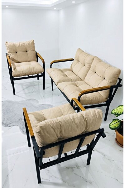 Madame Home Krem Balkon, Bahçe,Teras,Cafe - Salon - Metal Kanepe Koltuk Takım...