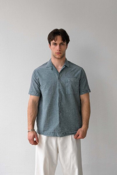 Flaw Wear Washable Oversized Short Sleeve Shirt Smoked