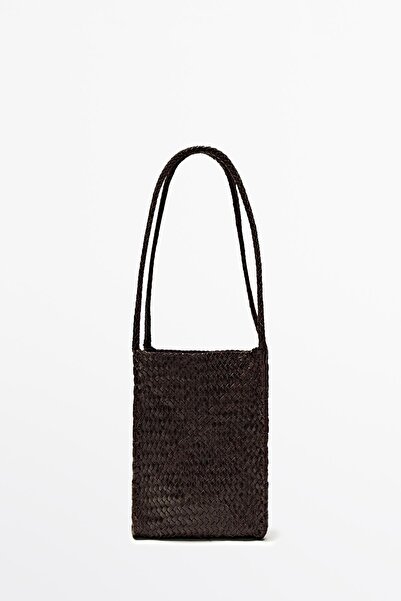 Massimo Dutti Napa deri örgülü bucket çanta