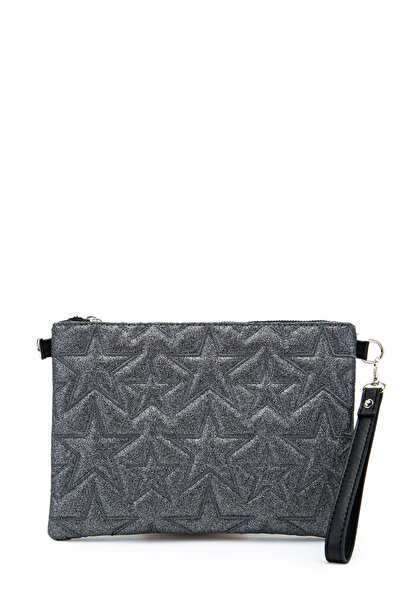 minebag Ραμμένη τσάντα Clutch Star γυναικεία τσάντα αστεράτη ασημί ανθρακί