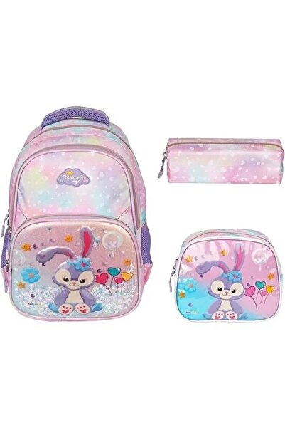 Relaxion Σετ Τριών Τσάντες Δημοτικού Σχολείου με Ανάγλυφο Κουνέλι και Παγιέτε...