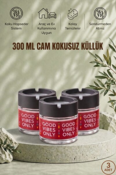 GLUS Σετ 3 τεμαχίων Good Vibes, άοσμο τασάκι |   Χωρίς καπνό |   Διακοσμητικό...