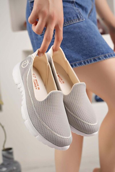 Nesil Shoes Γυναικεία παπούτσια περπατήματος Dvm 801 Light Grey Faylon Sole