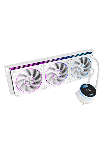 DRAGOS FrostBite V2 Dijital Isı Göstergeli ARGB 360mm Beyaz İşlemci Sıvı Soğu...