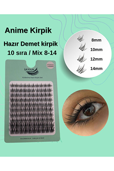 5D Kirpik Hazır Demet Tekli Kirpik – Anime Etkili Gerçek Kıl Mix (8-14 mm) – ...