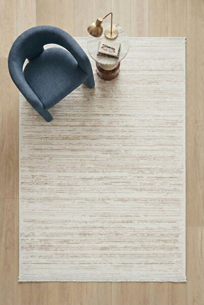 Cool Halı Nevada 2501 Cream Mink Rug Modern Striped Soft Machine Made Easy to...