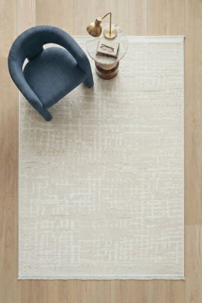 Cool Halı Νεβάδα 2508 Μπεζ-Λευκό Ριγέ Μαλακό Χαλί Μηχανής με Ανάγλυφο Σχέδιο ...