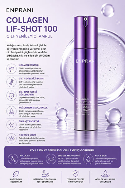 Enprani كولاجين LIF-SHOT 100 - كريم تبييض ومضاد للتجاعيد (480.000 شوت) 50 مل