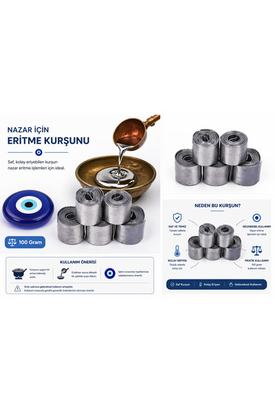 EK AV EKİPMANLARI Nazar İçin Saf Kolay Eriyebilen Kurşun 100 gram