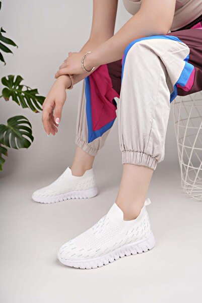 Nesil Shoes Γυναικεία αθλητικά παπούτσια Dvm 502 White Knitwear Knit Stone