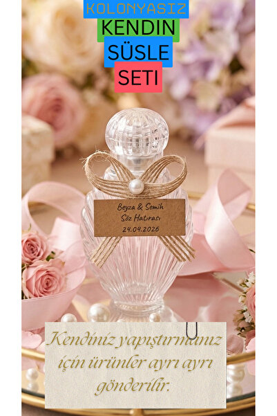 Pearl Star (50 ADET) Süslü İstiridye Boş Kolonya Şişesi Mika Plastik 40ml (Jü...