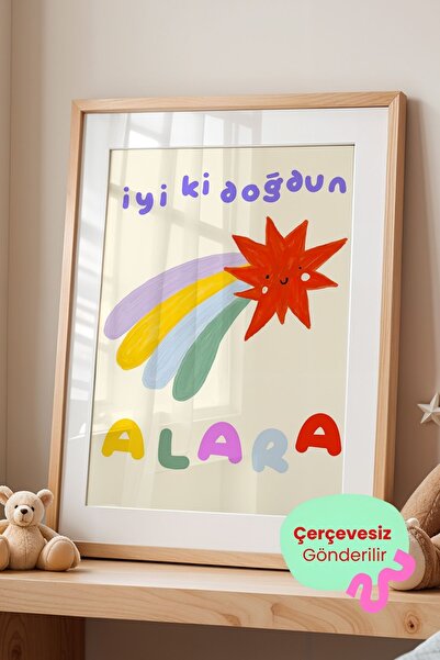 ArtDropsco Kişiye Özel İyi Ki Doğdun İsimli Çocuk Odası Tablo Posteri Çerçevesiz