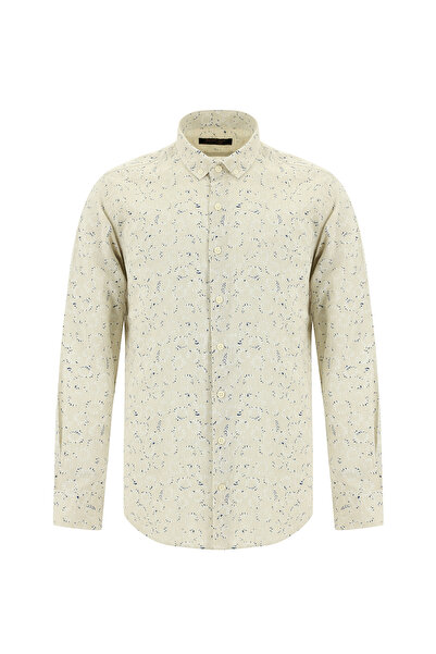 Abdullah Kiğılı Λινό πουκάμισο - Μακρυμάνικο, Slim Fit, Αθλητικό εμπριμέ