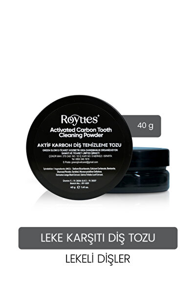 Royues Aktif Karbon Diş Beyazlatma Tozu 40 gr | Kahve & Sigara Lekesi Karşıtı...