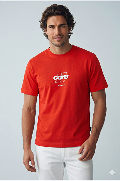 Jack & Jones Jcoclub Μπλουζάκι με Μπροστινή Στάμπα Κόκκινο Ανδρικό T-Shirt 12...