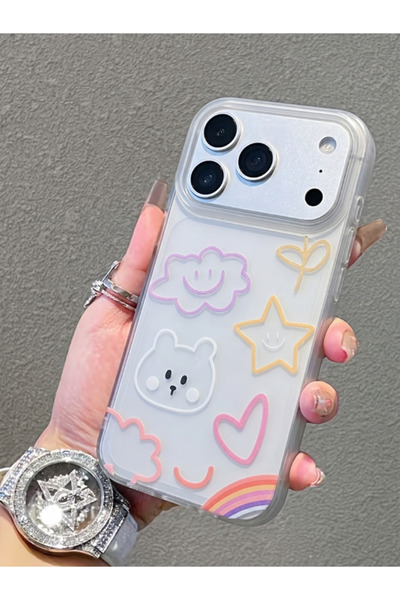 KVK PRİVACY iPhone 17 Pro Max Uyumlu Nice Buzlu Görünüm Pastel Desenli Şeffaf...