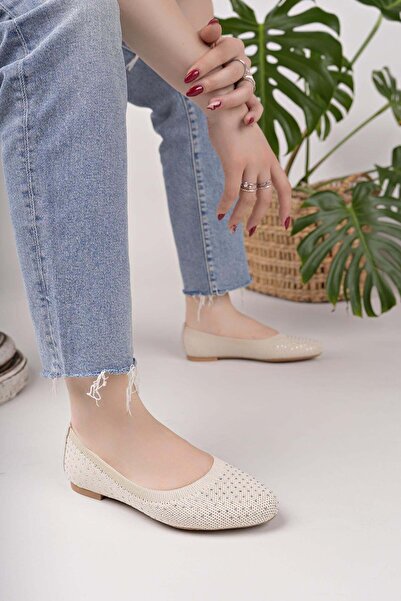 Nesil Shoes Sdf 243 Ten Triko Γυναικείες μπαλαρίνες με πέτρες