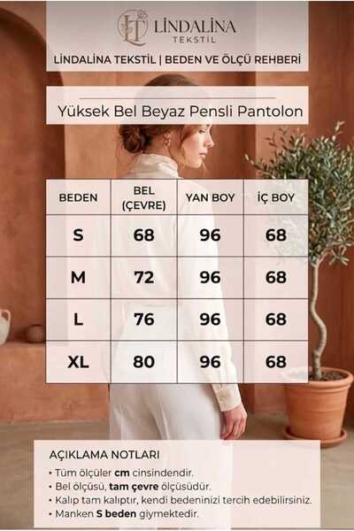 LİNDALİNA TEKSTİL بنطلون نسائي من القماش ذو خصر عالٍ وقصة ضيقة من ZR مقاس صغير
