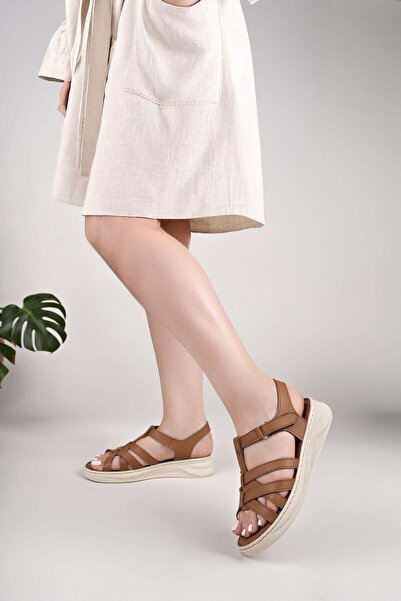 Nesil Shoes Bell 25159 Tan Ανατομικά Γυναικεία Σανδάλια