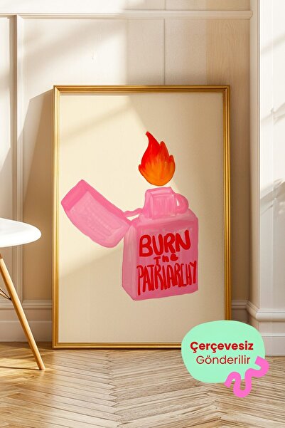 ArtDropsco Feminist Tablo Pembe Çakmak Tasarımlı Modern Duvar Tablosu Dekorat...