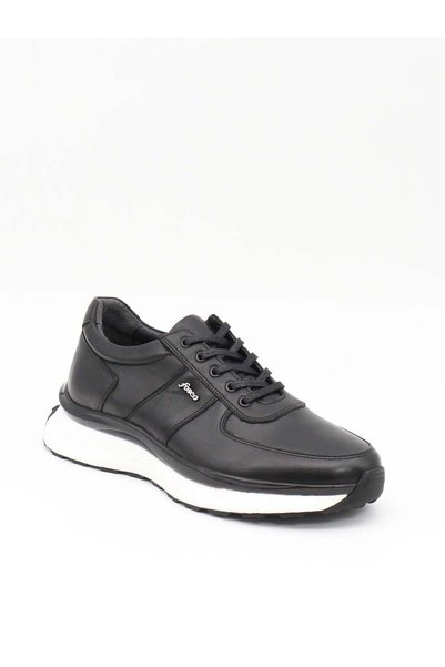 Fosco 2982 Black Genuine Leather Eva Sole Men's Sneakers