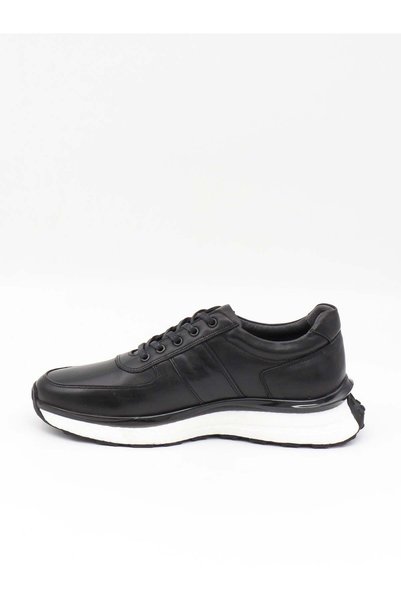 Fosco 2982 Black Genuine Leather Eva Sole Men's Sneakers