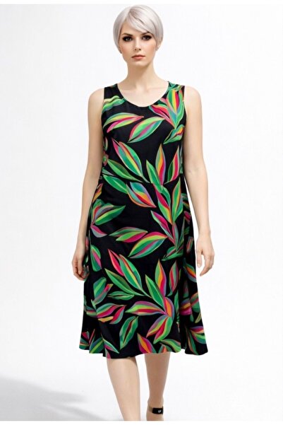Samesa Rochie casual cu bretele din țesătură de viscoză cu imprimeu multicolor