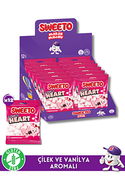 SWEETO Heart Kalp Şekilli Marshmallow Yumuşak Şeker Pembe Beyaz - 12'li Avant...
