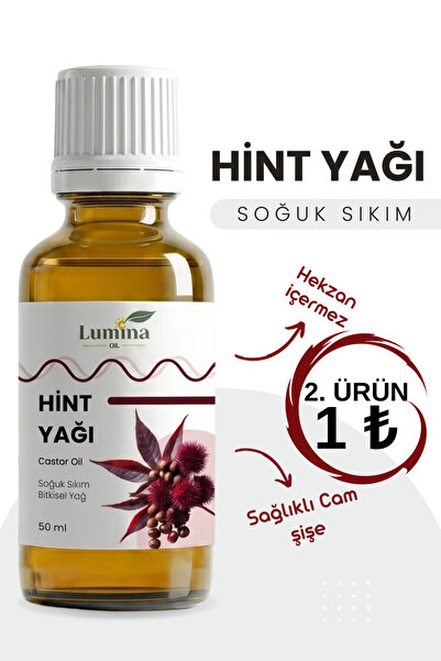 LUMİNAOİL Hint Yağı Soğuk Sıkım 50 Ml Castor Oil %100 Soğuk Sıkım
