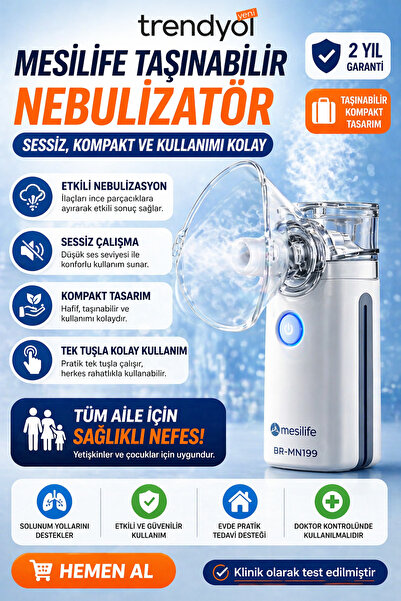Mesitaş Nebulizatör Şarjlı Taşınabilir Mini Buhar Makinesi BR-MN199 Sessiz Ce...