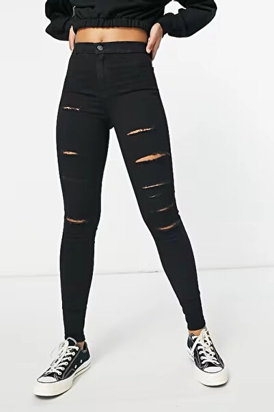 Harmony Σκισμένο μαύρο ψηλόμεσο Skinny Fit Jean Lycra κολάν παντελόνι χωρίς τ...