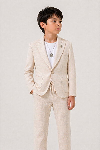 Atlas Kids Αγορίστικο λινό κοστούμι premium με ρίγες / Γάμος, Αποφοίτηση και ...