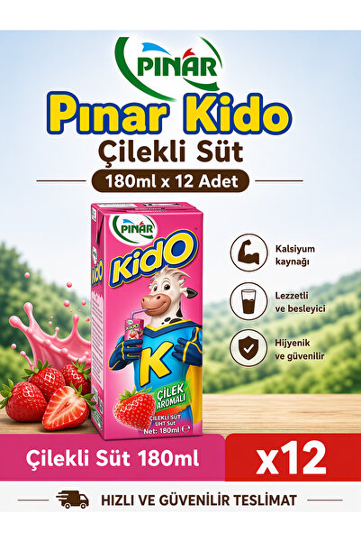 Pınar Çilekli Süt 180ml x 12 adet