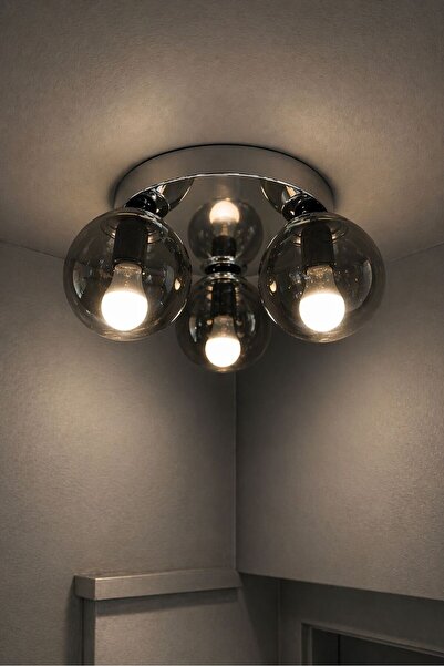 MINIMAL ETICARET VE BILGI TEKNOLOJILERI Globe TRİO Silver Chrome Plafonyer Ca...