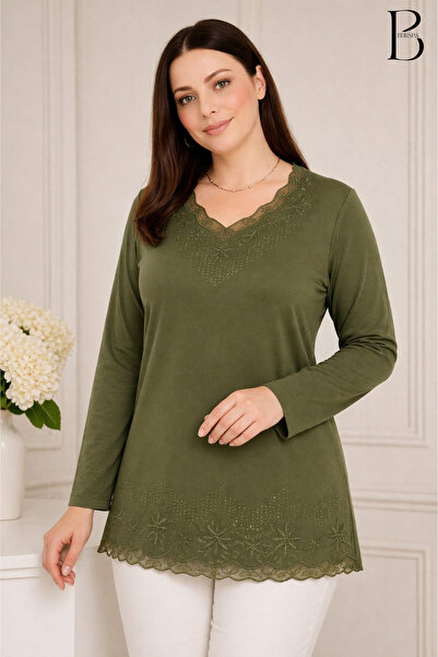 BURSPA Χαλαρή εφαρμογή με λαιμόκοψη σε σχήμα V, με τούλι και κέντημα με πέρλε...