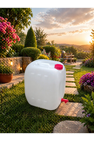 POLATLI OTO AKSESUAR 20 Litre Kalın Sanayi Tipi Musluklu Bidon Beyaz