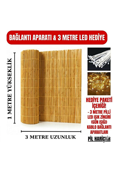 AYGHOME 1x3 Metre Doğal Hasır Kamış Çit Rüzgarlık Gölgelik Bahçe Balkon Kapatma