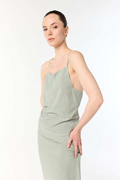 Mudo Women's Aqua Green Sleeveless Blouse with Tie Detail on the Back