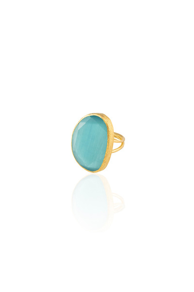 Design by Kadir Kadir Jewellery 22 Ayar Altın Kaplama Kadın Fosil Taşlı Yüzük