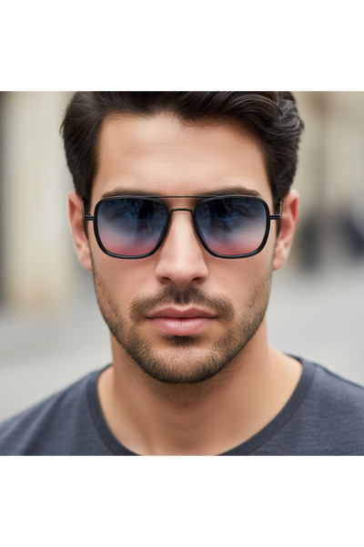 GLSVM UV400 Mavi Camlı Siyah Metal Çerçeve - Unisex Güneş Gözlüğü