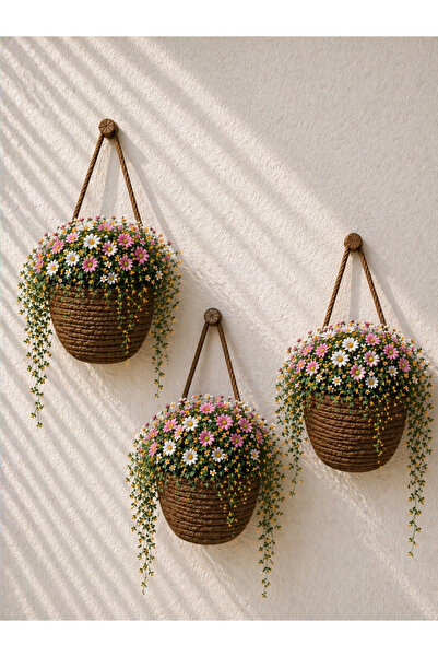 ÖRGÜM Καλάθι Διακοσμητικό Μίνι Γλαστράκι Τεχνητό Καλάθι Λουλουδιών ΔΕΝ ΠΕΡΙΛΑ...