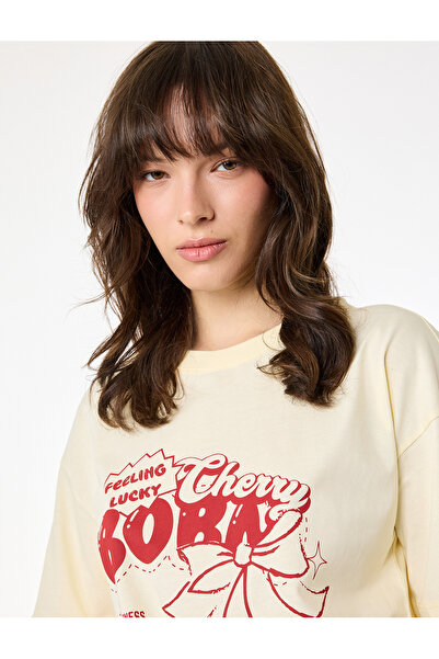 Koton Μπλουζάκι με κοντό μανίκι και λαιμόκοψη ποδηλάτου, από βαμβάκι με στάμπ...