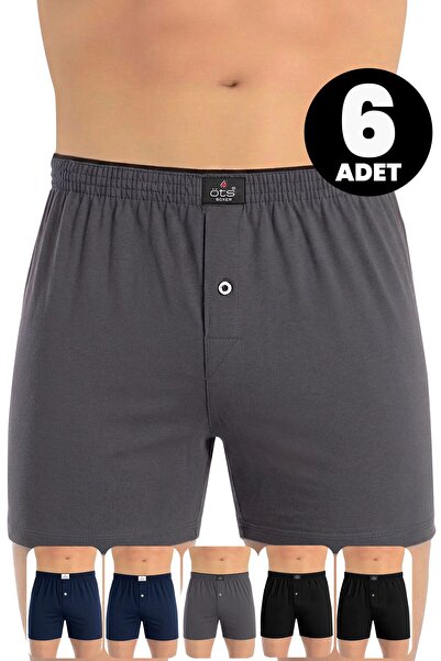 Öts Σετ 6 τεμαχίων ανδρικά μποξεράκια με κουμπιά, ύφασμα ζέρμετρα (100% βαμβάκι)