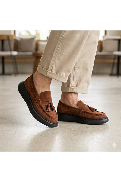 Oneka Shoes Erkek Günlük Loafer Püsküllü Taba süet 130825BV1742