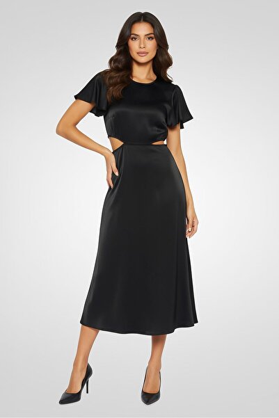 Michael Kors Women Solid Midi Dress, Black