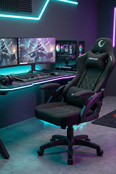 Rampage Nox Terletmez Kumaş Siyah/Gri Oyuncu Koltuğu - KL-R43