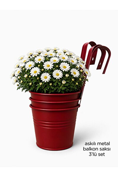 NATURELMETAL GALVANİZ METAL ASKILI BALKON BAHÇE SAKSI ÜÇLÜ SET FİYATIDIR