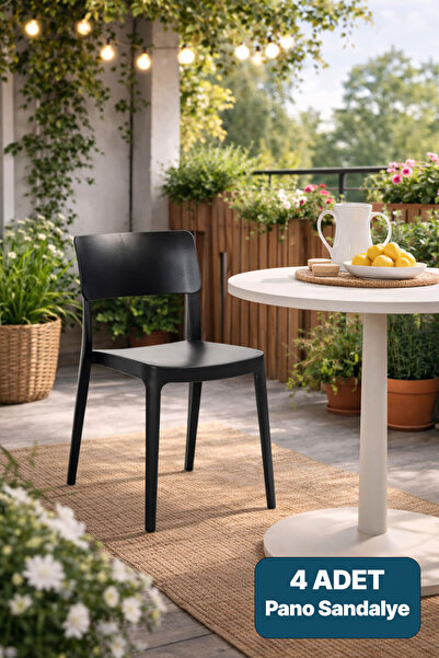 Alezy Pano Renkli Sandalye 4'lü Set Siyah